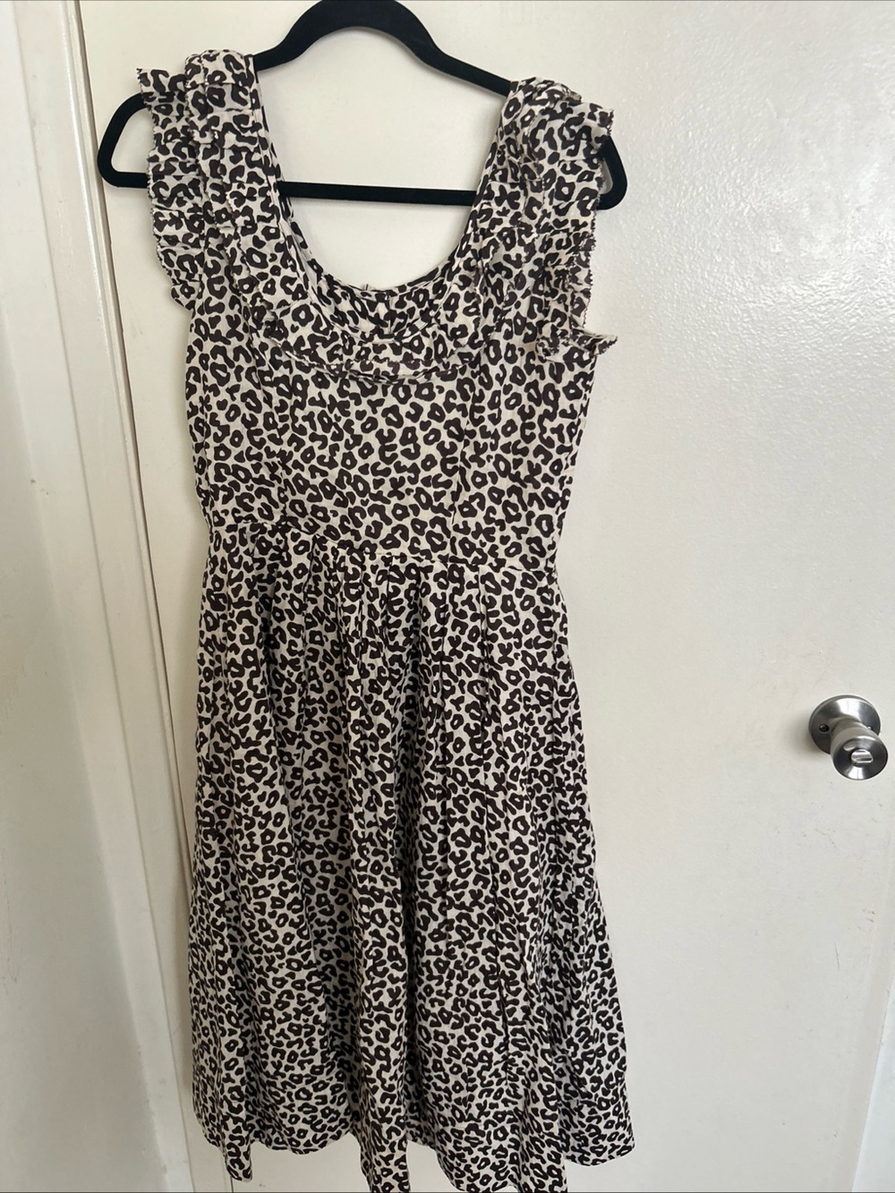 Sea New York Cream and Black Leopard Print Midi Dress